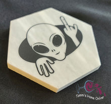 Load image into Gallery viewer, Alien Giving The Finger - F-Off - Marble Coaster - ET, Extraterrestrial

