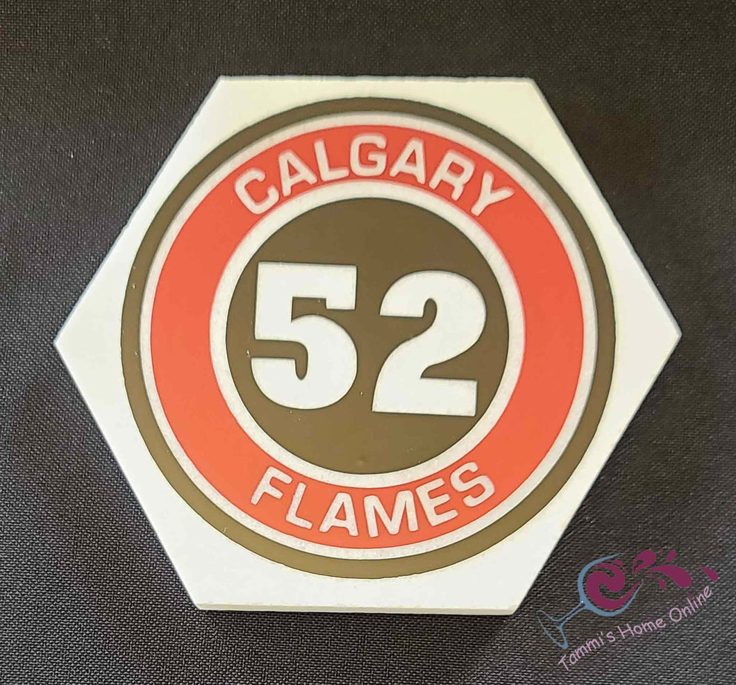 Calgary Flames Hockey #52 - MacKenzie Weegar - Marble Coaster