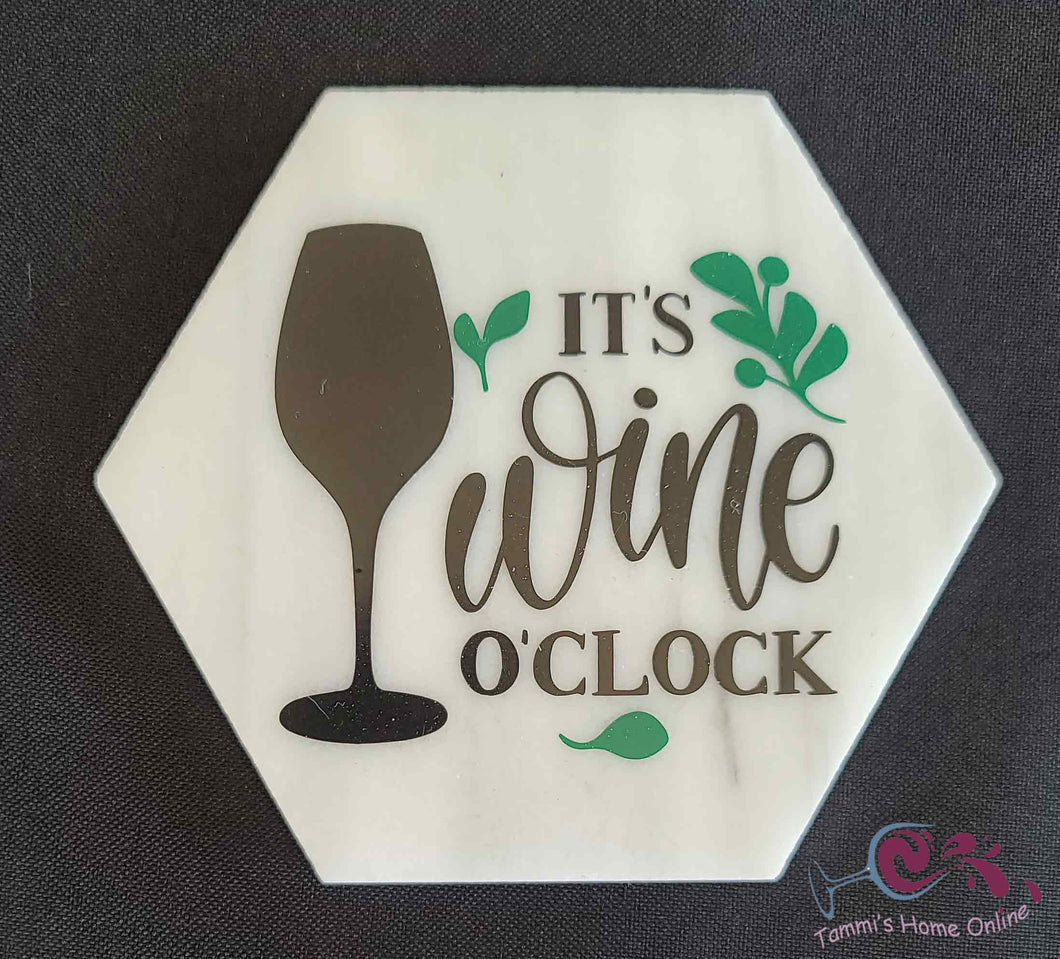 It's Wine O'Clock - Marble Coaster