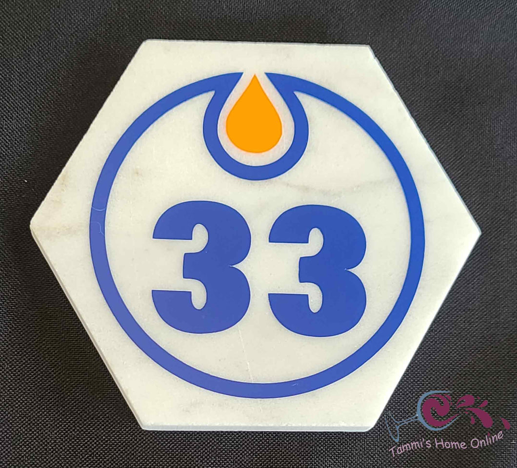 Edmonton Oilers Hockey #33 - Stuart Skinner - Marble Coaster