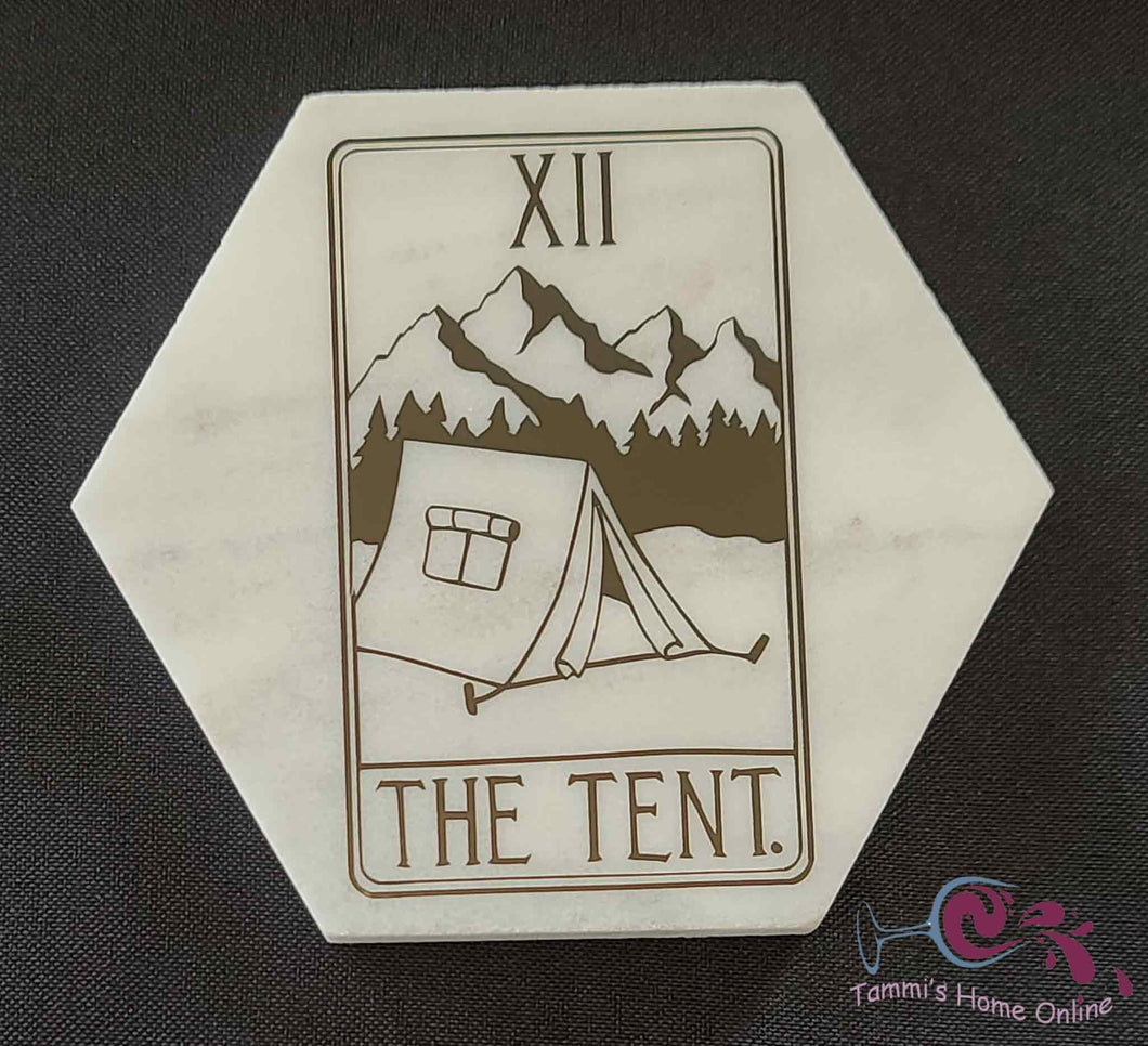 The Tent Tarot Card - Marble Coaster