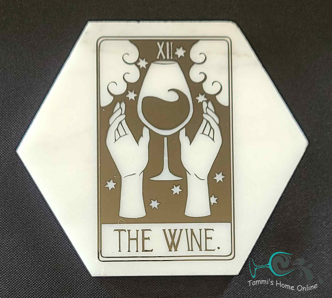The Wine Tarot Card - Marble Coaster
