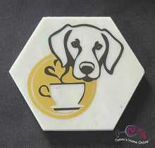 Load image into Gallery viewer, Golden Retriever Dog with Coffee - Marble Coaster
