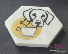 Load image into Gallery viewer, Golden Retriever Dog with Coffee - Marble Coaster
