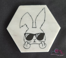 Load image into Gallery viewer, Bunny Giving The Finger - F-Off - Marble Coaster
