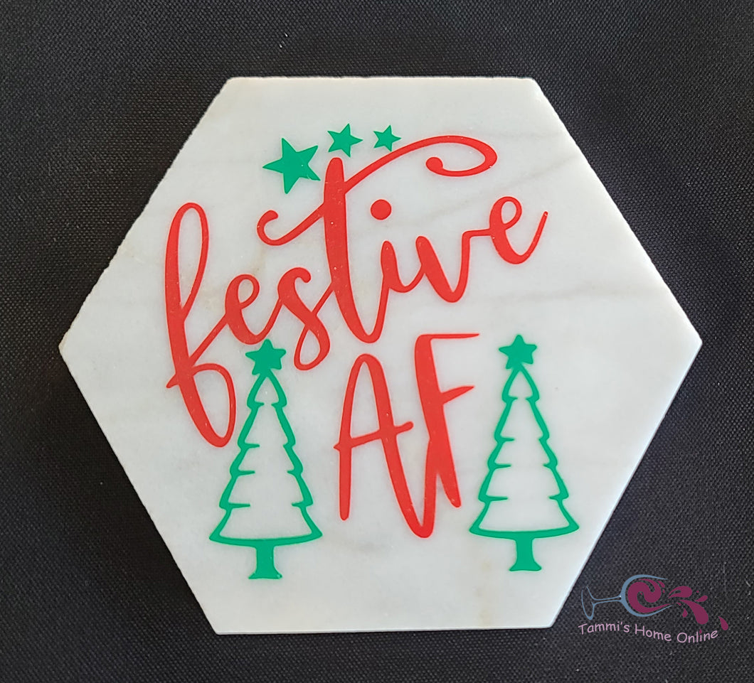 Festive AF - Marble Coaster