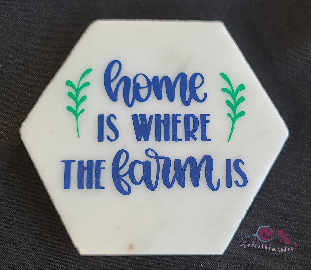 Home Is Where The Farm Is - Marble Coaster