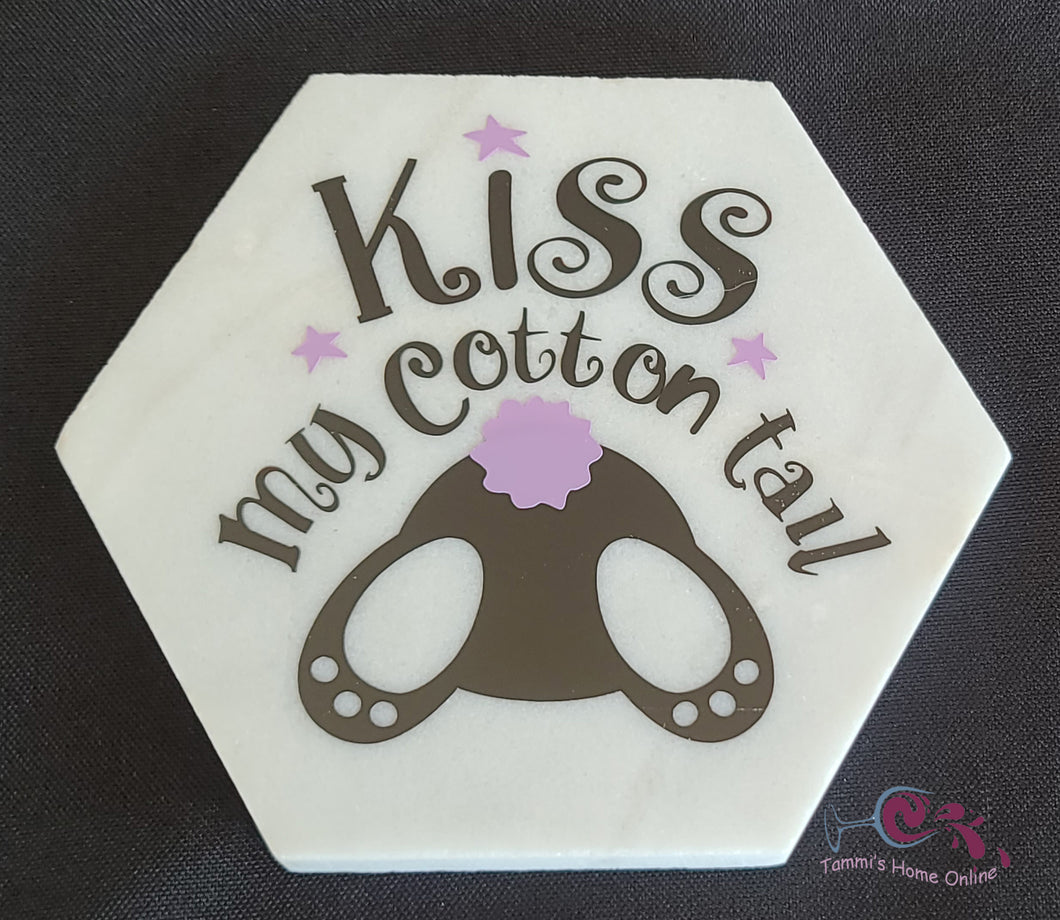 Kiss My Cotton Tail - Marble Coaster