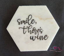 Load image into Gallery viewer, Smile, There&#39;s Wine - Marble Coaster

